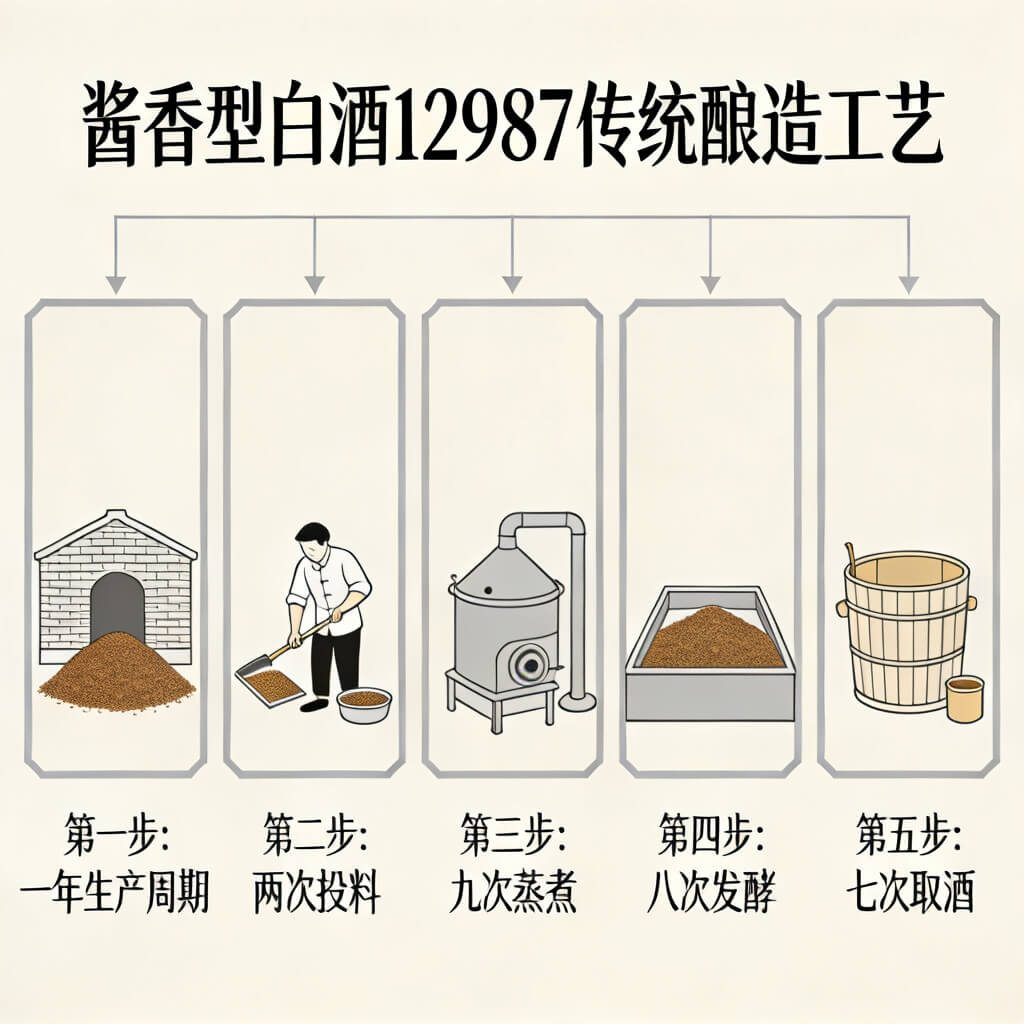 酱香型白酒12987传统酿造工艺示意图